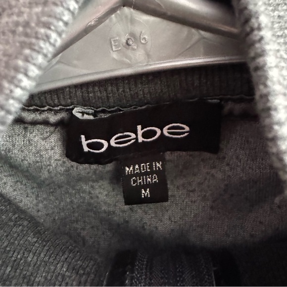 Bebe sweater zip up heart zipper pull bling diamond rhinestone logo velour - Picture 7 of 10